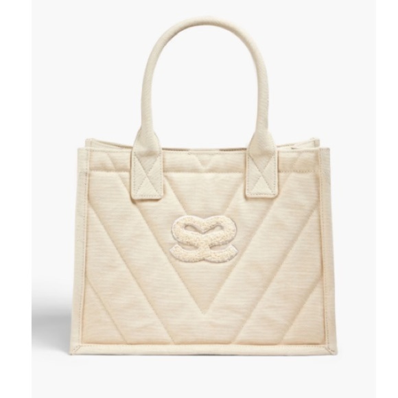 SANDRO Kasbah Quilted Canvas Tote Bag In Ecru. NWT - Picture 1 of 16